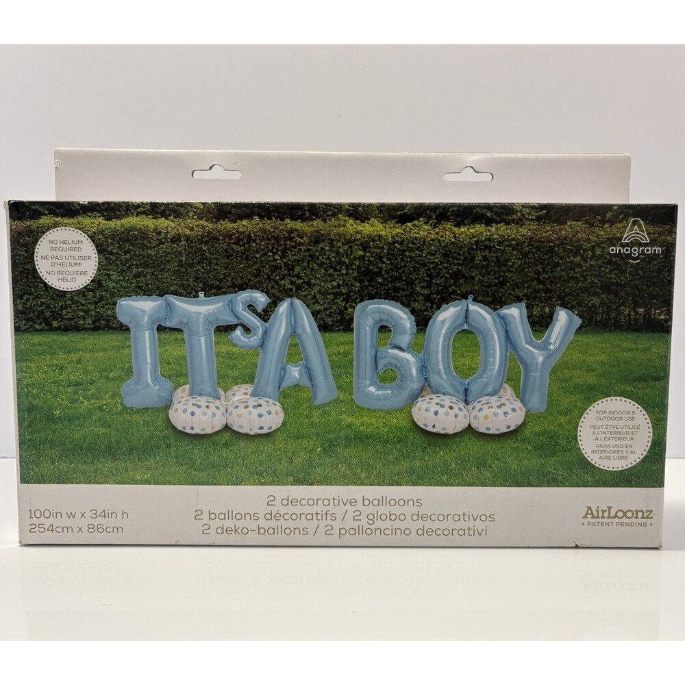 Anagram Airloonz ITS A BOY Pink 2 Decorative Balloons Indoor/Outdoor 106" x 34"